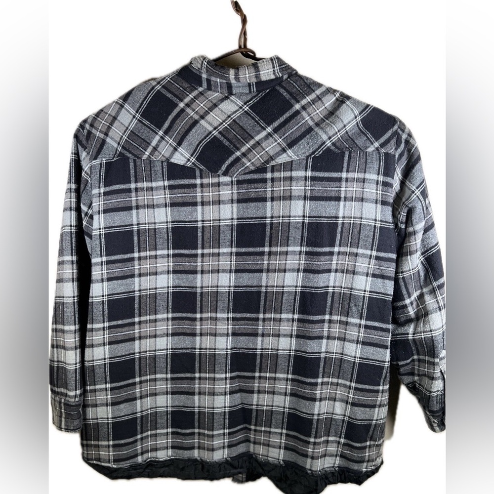 Liberty Blues Shirt Flannel Grey Plaid Mens Size 4XL Pearl Snap Button Up Pocket - Picture 5 of 5